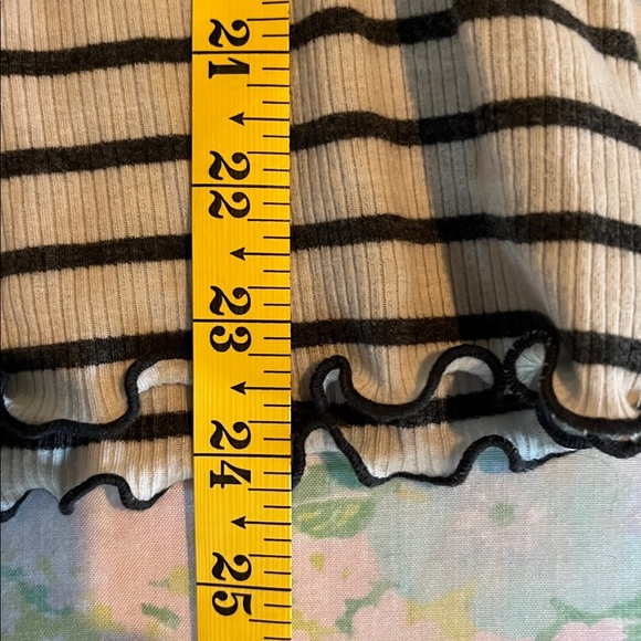 Free People | We The Free Good Find Stripe Tee Size Large Ruffle Cuff Nautical - Picture 7 of 8